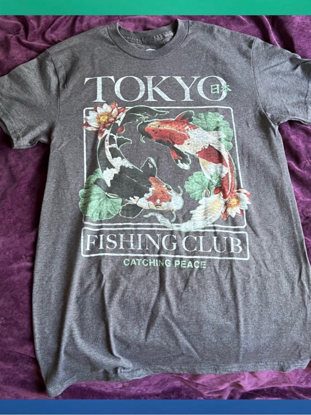 DOM New Without Tags Graphic Tokyo Koi Fishing Club Mens Tee Shirt